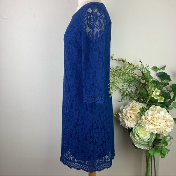 LONDON TIMES dress | lace | blue | size 4 - Picture 4 of 9